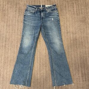 rag & bone Distressed Medium Blue Flare Jeans